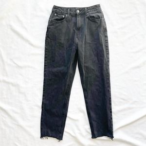 Glassons High Waist Distressed Hem Black Straight Leg Jeans Size 10